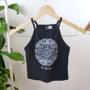 Divided Black Crop Top